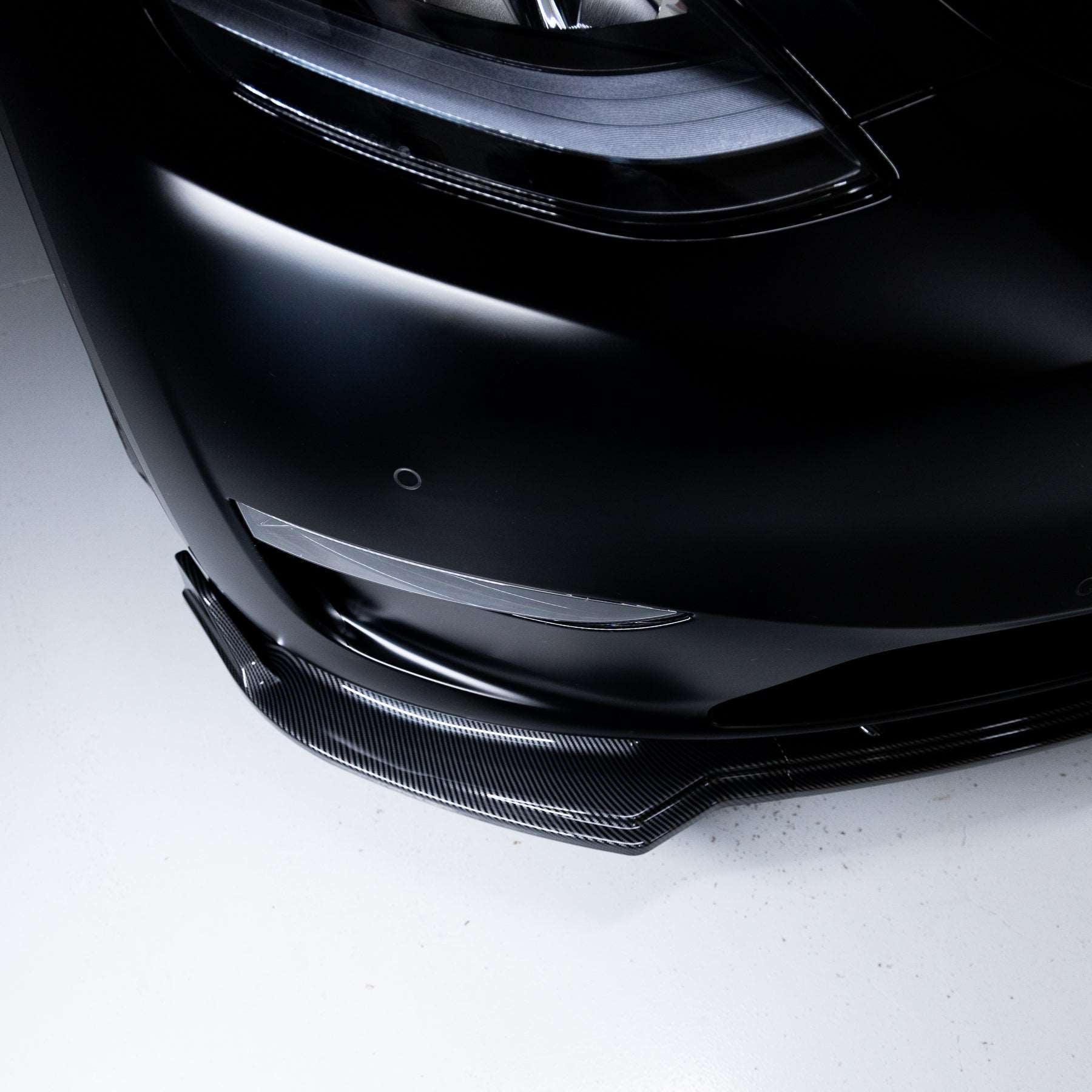 EVF-Style Front Lip for Tesla Model Y  - Eevify #colour_gloss carbon fibre-style