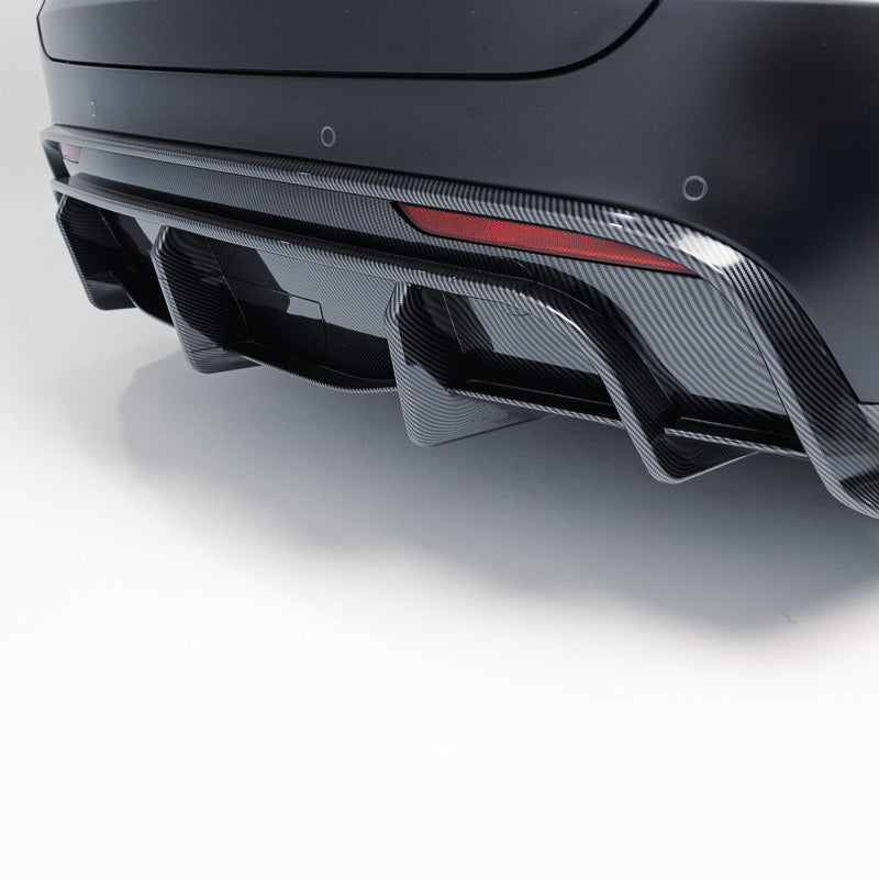 EVF-Style Rear Diffuser Bumper for Tesla Model Y  - Eevify #colour_gloss carbon fibre-style