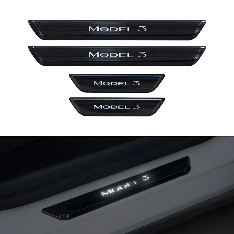 LED Illuminated Door Sills for Tesla Model 3 and Y 2017 - 2023 Model 3 - Eevify #car model_2017 - 2023 model 3